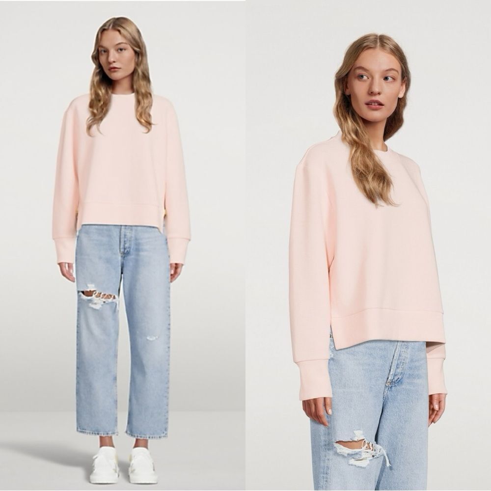 VARLEY  Cleon Pink Ribbed Jersey Sweatshirt